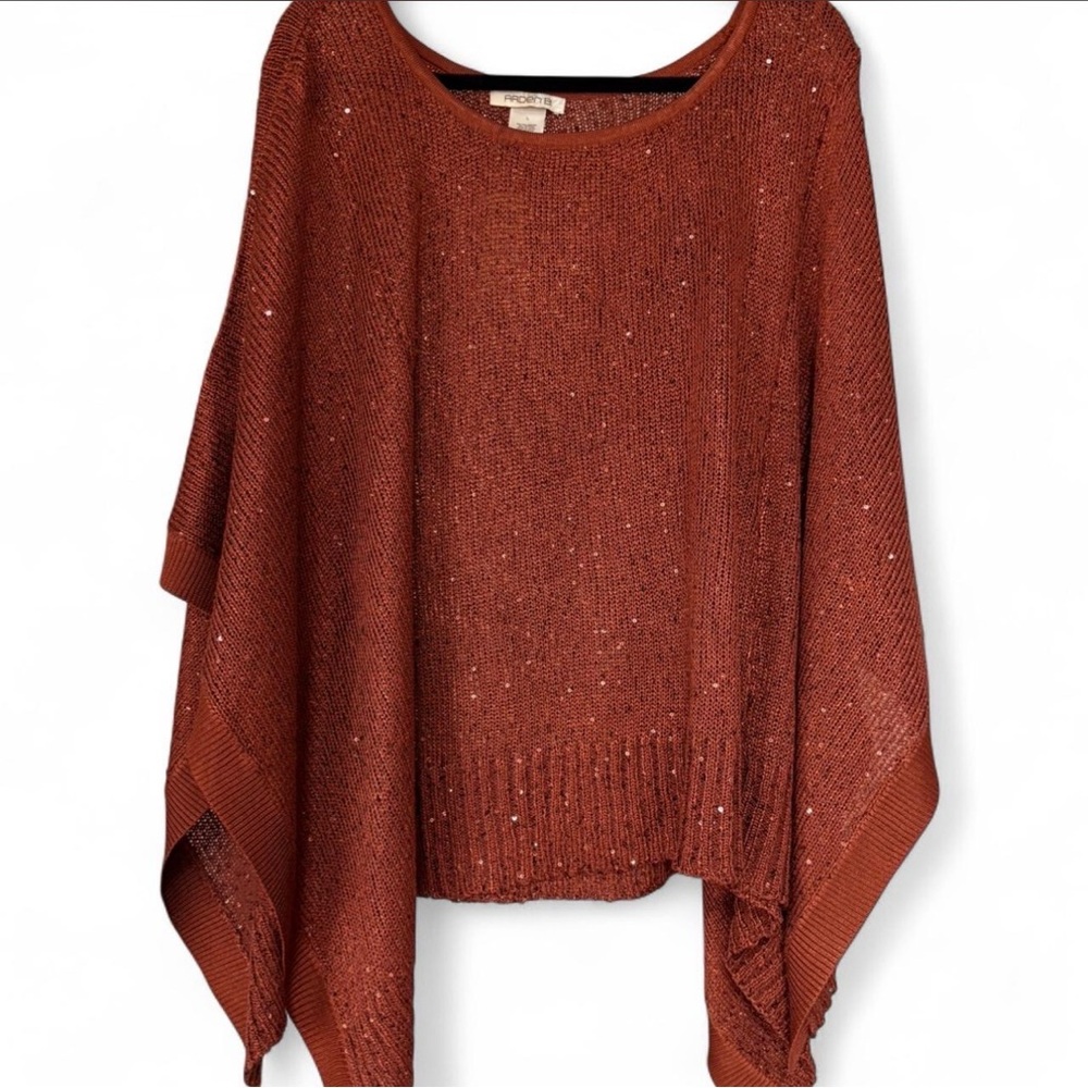 Arden B. Brown Sequin Knit Poncho Top